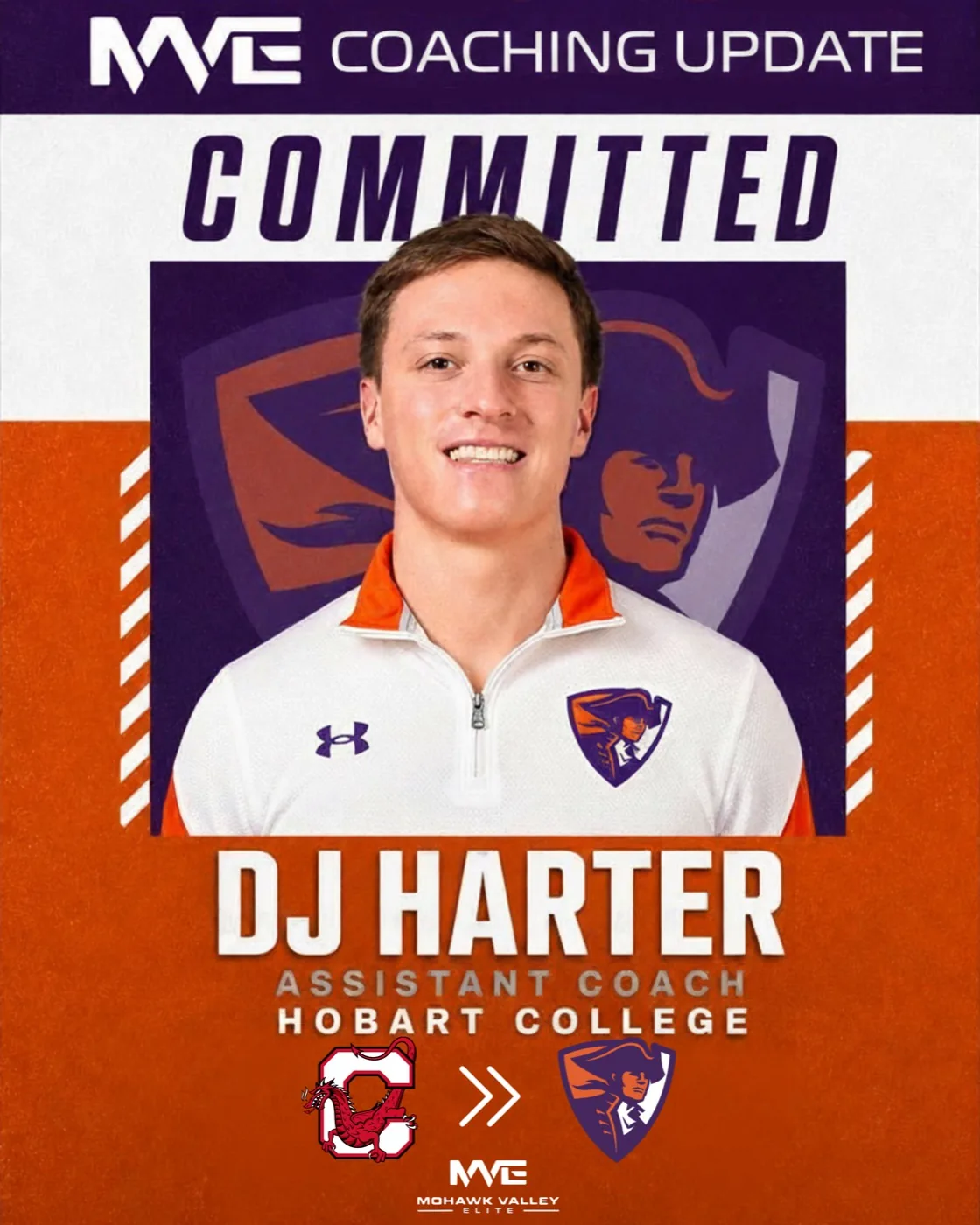 MVE coaching update — DJ Harter committed as assistant coach at Hobart College