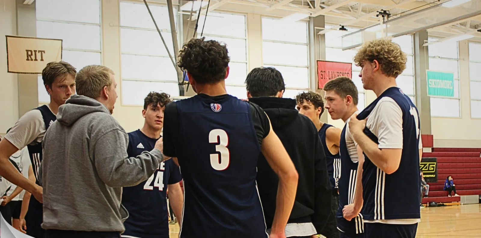 Team huddle between games